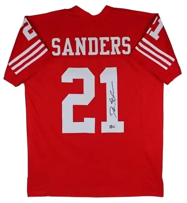 Deion Sanders Red Pro Style Jersey