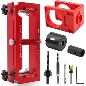 Door Hinge Jig and Lock Installation Kit Aluminum Alloy Router Template for Hinges 2.5" to 5" Square 1/4" 5/8" Radius Wood Doors