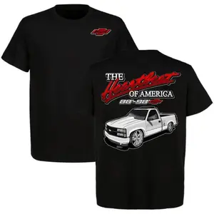 American Heartbeat 88-98 Chevrolet Truck T-Shirt, Classic Truck Fan Retro Pickup Truck Pattern T-Shirt, Car Enthusiast Retro Cotton Style Gift, American Icon Shirt Men's Gift, Unisex