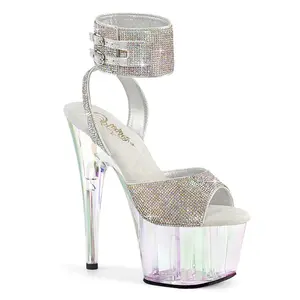 Adore-791HTRS Rhinestone Ankle Cuff Platform Holo Bottom