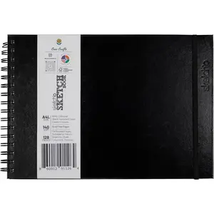 SketchO Sketchbook A4 Landscape, Hardbound with Durable Cover, 128 Pages, 140 GSM Natural Shade Acid-Free Paper – Perfect for Acrylic, Gouache, Sketching, Journaling