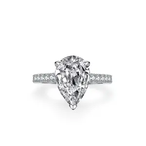 #66 (Pear 4CT）925 Sterling Silver Synthetic Moissanite Ring