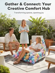 Square Storage Bag & Bean Bag Chair - 2-in-1 Convertible Organizer for Stuffed Animals, Clothes & Toys | Fill to Create a Comfy Floor Seat | Large Capacity Washable Storage Sack for Playroom