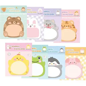 Cute  Sticky Notes 8 Packs, 160 Sheets Kawaii Fun  Sticky Notepad, Students Memo Pads Page Markers Flags, for Pet Lovers , School and Office Use Tab Supplies, 8 Styles(Size:8pack)