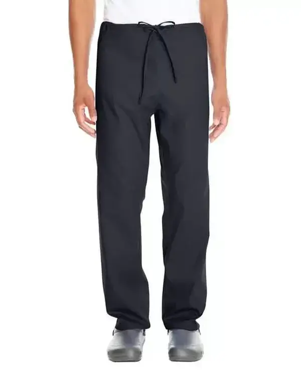 Women's Fitted 45%-Polyester Poplin Blend Scrub Bottoms, Drawstring Waist Cotton-Blend Work Uniform Trousers with 1 Back Pocket, Minimalist Solid Plain All-Season Work Pants