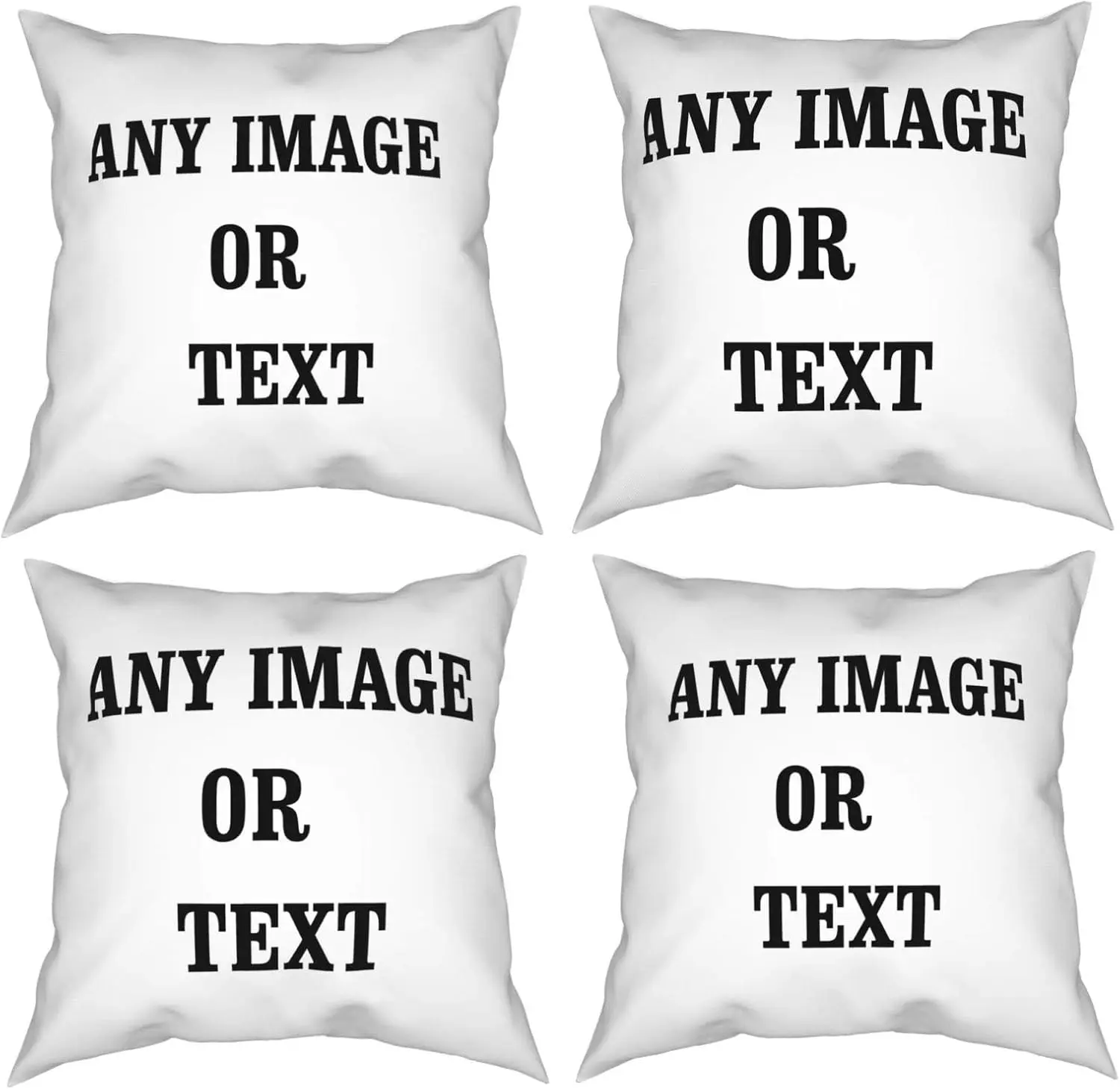 Custom Pillow Case with Picture Text Set of 4 Customized Throw Pillowcases Home Decor, Decorative Cushion Cover for Couch or Sofa - Photo Text Gifts Personalized 12" x 12"