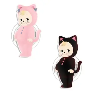 Kewpie Baby Cat Pink Cat Black Cat Magnetic Pop Socket Kindle Grip Cute Adorable MagSafe Phone Grip Cute Love Phone Holder, Kawaii Gift for Phone or Kindle Lovers Magnetic Pop Socket Phone Grip Kindle Grip Popsocket