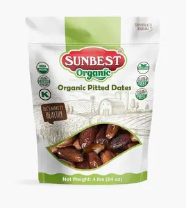 Sunbest Natural Deglet Noor Organic Dates, 4 lbs – Pitted & Whole – Bulk Dried Fruit Snack For Kids & Adults – Naturally Sweet For Baking & Cooking – Chewy, Fiber Rich, Kosher & No Sugar Added (64 oz)