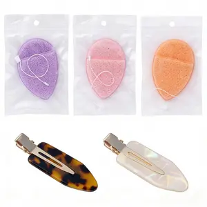 FADUIIO 5PCS Makeup Remover Puff & No-Crease Hair Clip Set – Soft Reusable Cleansing Pads for Skincare & Strong Grip Hair Clips for Makeup Styling