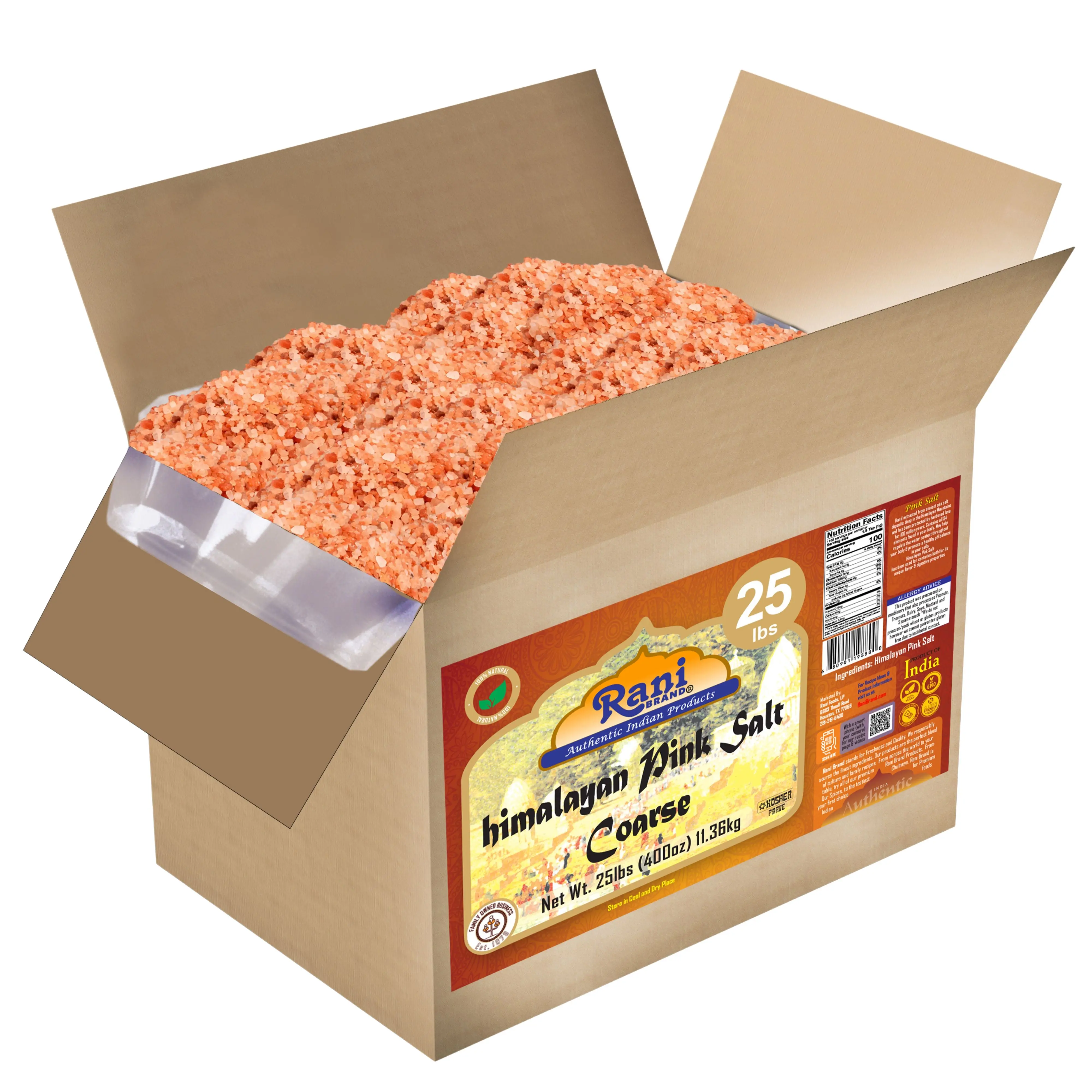 Rani Himalayan Pink Salt Granules (84 Essential Trace Minerals) 400oz (25lbs) 11.36kg Bulk Box ~ All Natural | Vegan | Gluten Friendly | NON-GMO | Indian Origin