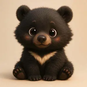 5D DIY Full Drill Round Diamond Painting - Diamond Painting Kit, Black Bear, Cute Style Mosaic Canvas DIY Wall Art, Home Wall Decoration