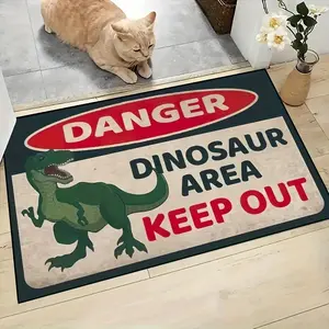 Attention: Dinosaur Area, No Entry Allowed. "Unique Design Door Mat - Entrance Carpet, Soft, Comfortable and Practical Floor Mat, Suitable for Indoor Living Room, Bedroom Home Decoration