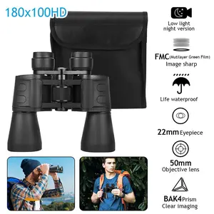 180x100 HD Military Zoom Powerful Binoculars Day/Low Night Optics Hunting & Case, HD Professional/Daily Waterproof Binoculars Telescope for Bird Watching Travel Hunting Football Games, Night Vision HD FMC BAK4 Prism Lens, Outdoor Sports