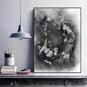 1 Piece/Set Frameless Canvas Painting Print Poster,Classic Expressionism Sketch Scribble Line Art,Goat Lionel Messi,Perfect Gift for Football Lovers,Ideal Gift for Bedroom,Bathroom,Office,Living Room,Dorm Hallway,Kitchen,Mural,Wall Decoration,Room Decor