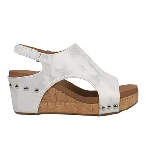Corkys Footwear Womens Carley Studded Slingback  Casual Sandals Casual High Heel 3" & Up - White