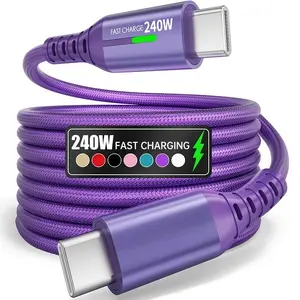 240W Super Fast Charging USB-C to C Durable Braided Cable |  E-Marker | Charging Indicator | for iPhone, for Samsung & All Type-C Smartphones, Tablets and Laptops -