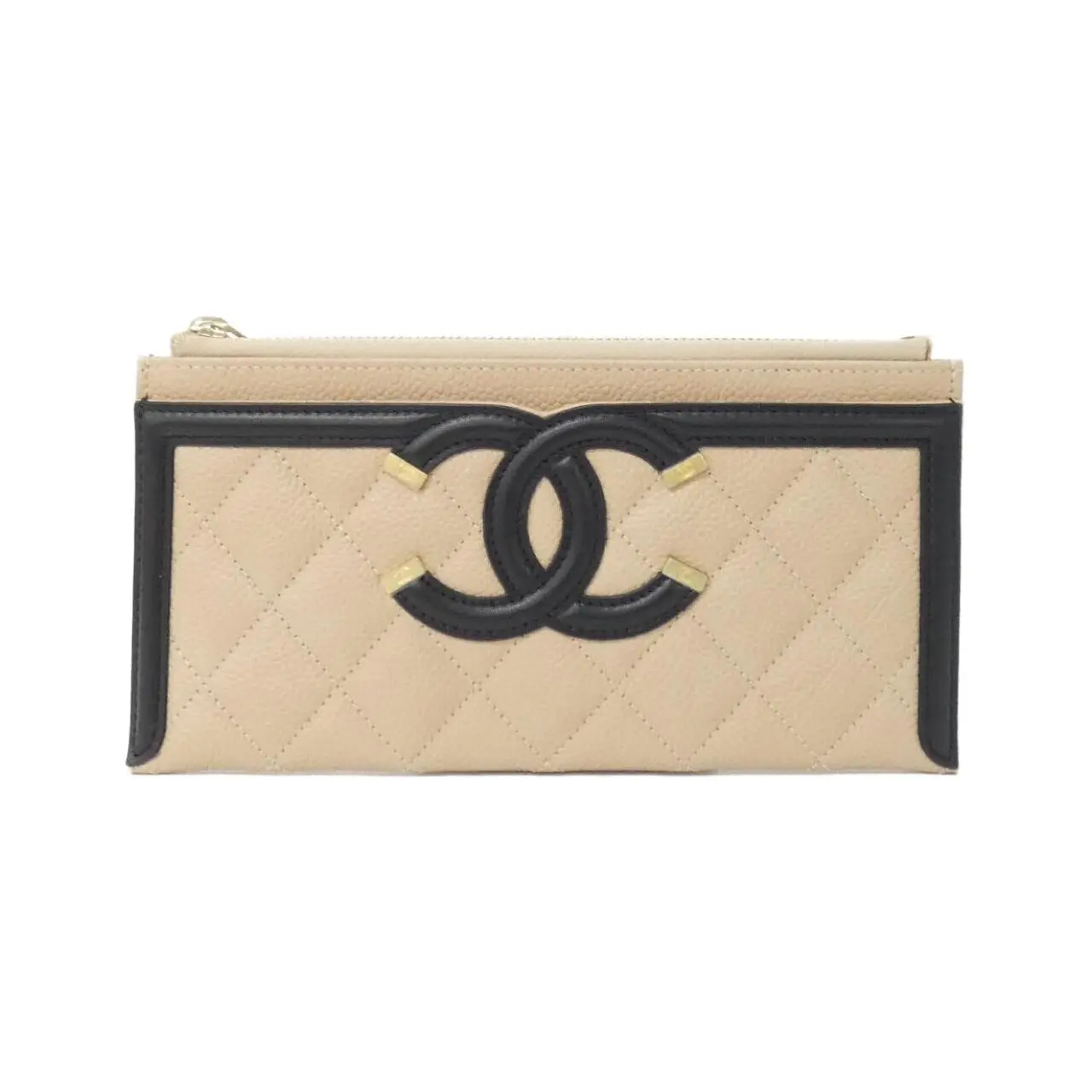 Pre-owned CHANEL Calfskin Small Leather Goods Caviar Skin Pouch