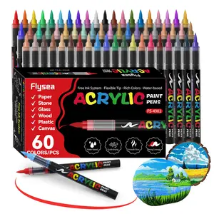 Acrylic Paint Soft Brush Markers Set, Soft Brush Tip, Automatic Ink Control, Paint Markers for Wood, Stone, Canvas, Glass, Fabric, DIY Crafts