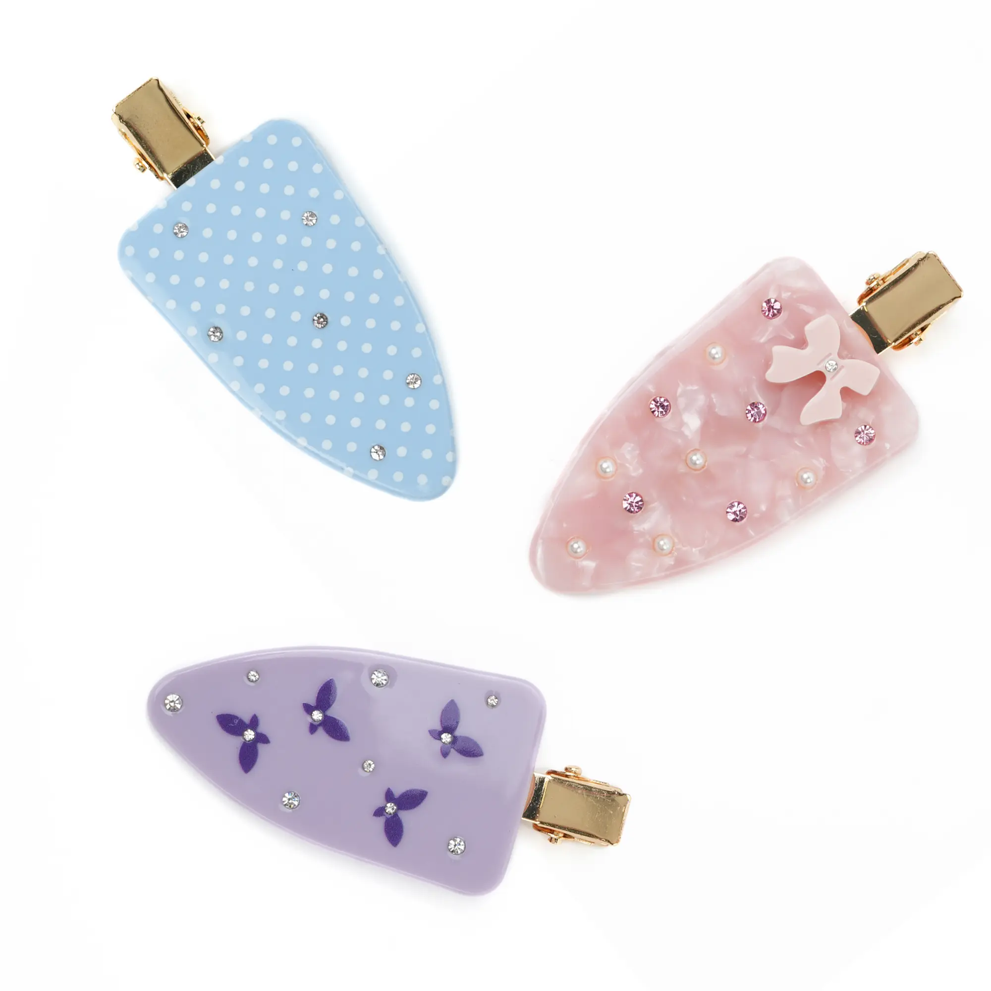 Chelchel's Unisex 3-Piece No-Trace Side Clips Set - Handmade Cellulose Acetate Seamless Barrette for Bangs, Makeup Styling