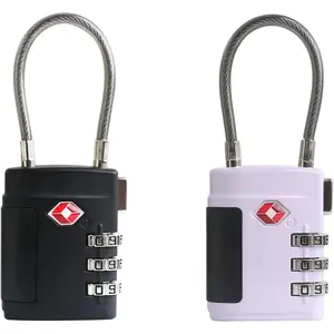 Combo TSA Locks for Luggage, Locker, Suitcase, Luggage Locks TSA Approved, Small Combination Padlock with Cable for Gym Locker, Gun Case, Backpack Bag Zipper, Storage Box, Travel Safe