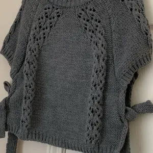 Women's Grey Lace Accent Side-Tie Knit Sweater - Womenswear, Knitwear