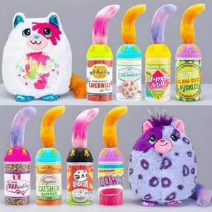 Fluffy Long-Fur Cat Plush Toy - Cute Fuzzy-Tail Kitty Stuffed Animal, Surprise Collectible Doll Keychain Gift for Kids
