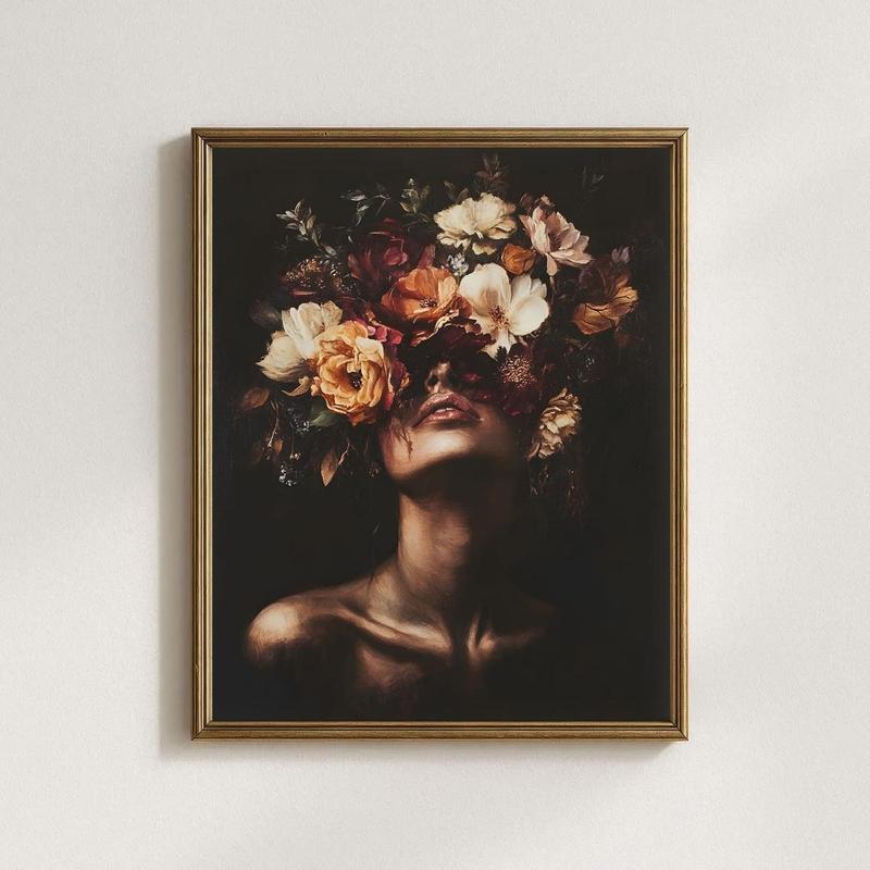 Gothic Botanical Wall Art | Moody Feminine Art Vintage Flowers | Dark Boho Romantic Art | Framless Poster 5