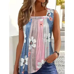 Y2K Floral Cami Tank Top Women – Cute Ditsy Floral Sleeveless Top, Slim Fit Lightweight Summer Going Out Top, Cottagecore Aesthetic Casual Beach Vacation Outfit