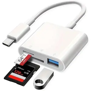 3-in-1 OTG Card Reader, Dual Slot for SD/TF Memory Cards, USB 3.0 High-Speed Data Transfer, Type-C & Micro USB Adapters, Plug & Play for Smartphone/Tablet/PC/Mac/Camera, Portable Storage Expansion Tool for Mobile Office