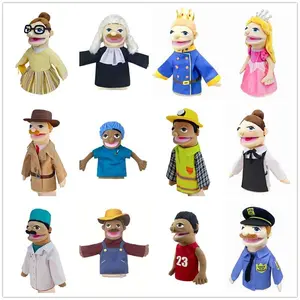 Simulation Cartoon Profession Series Big Hand Puppet Plush Doctor Police Officer Nurse Teacher Job Puppet Ventriloquism Doll
