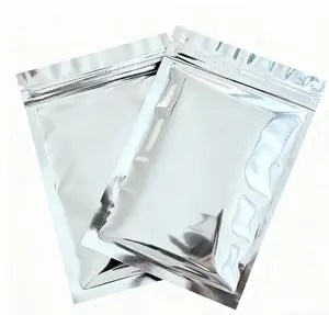 200 Pack Aluminum foil bag, aluminum-coated flat-bottom self-sealing bag, tea and food packaging bag, metal-sealed bag