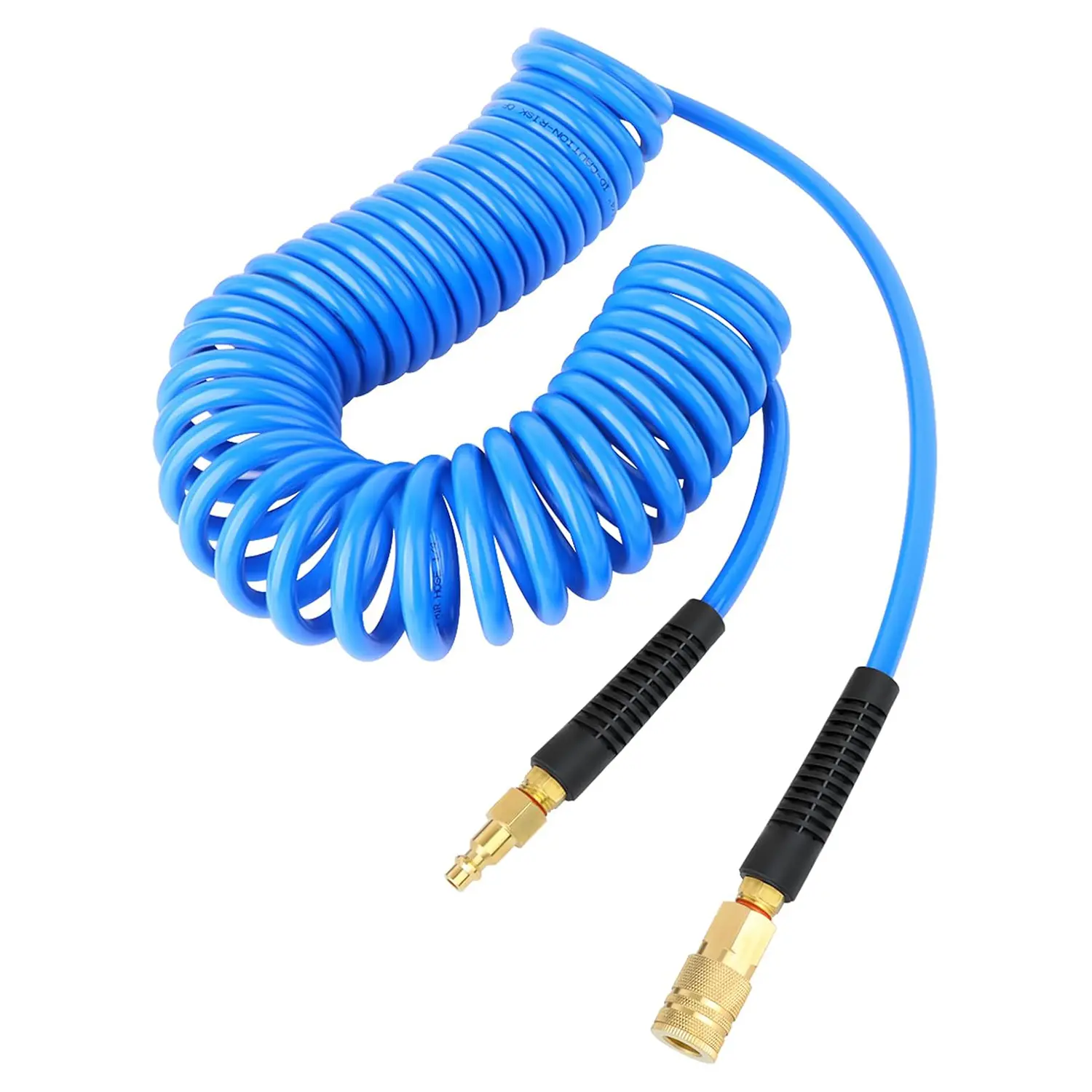 TAISHER Polyurethane Recoil Air Hose with Bend Restrictor, 1/4" Industrial Quick Coupler and Plug