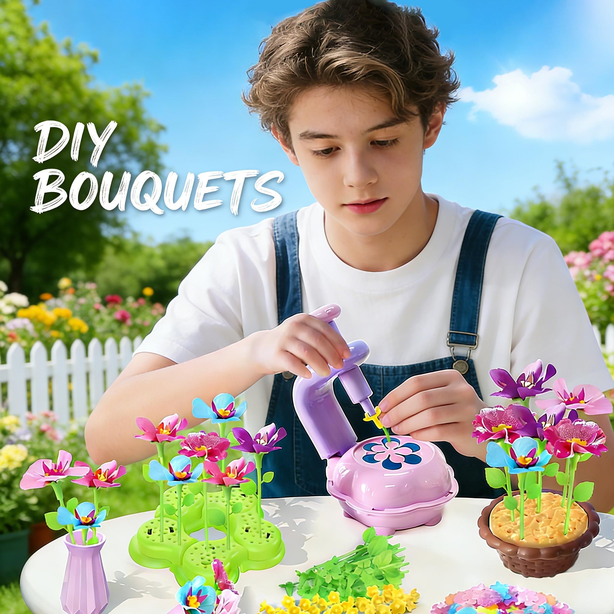 DIY Flower Bouquet Craft Kit for Kids – Colorful Build & Arrange Floral Set, Educational Creative Activity Toy, Birthday Gift for Girls Boys with 3 4 5 6 7 8 9 10 11 12 Years Old