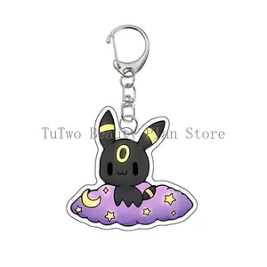 Creative Camping Espeon Umbreon Vaporeon Flareon Sylveon Anime Cartoon Acrylic Keychain Accessories Car Pendant Charm Gifts Toys