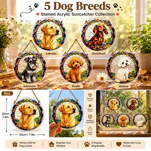 Dog Stained Acrylic Suncatcher – Window Hanging Ornament, Pet Lover Gift, Dog Decor for Home
