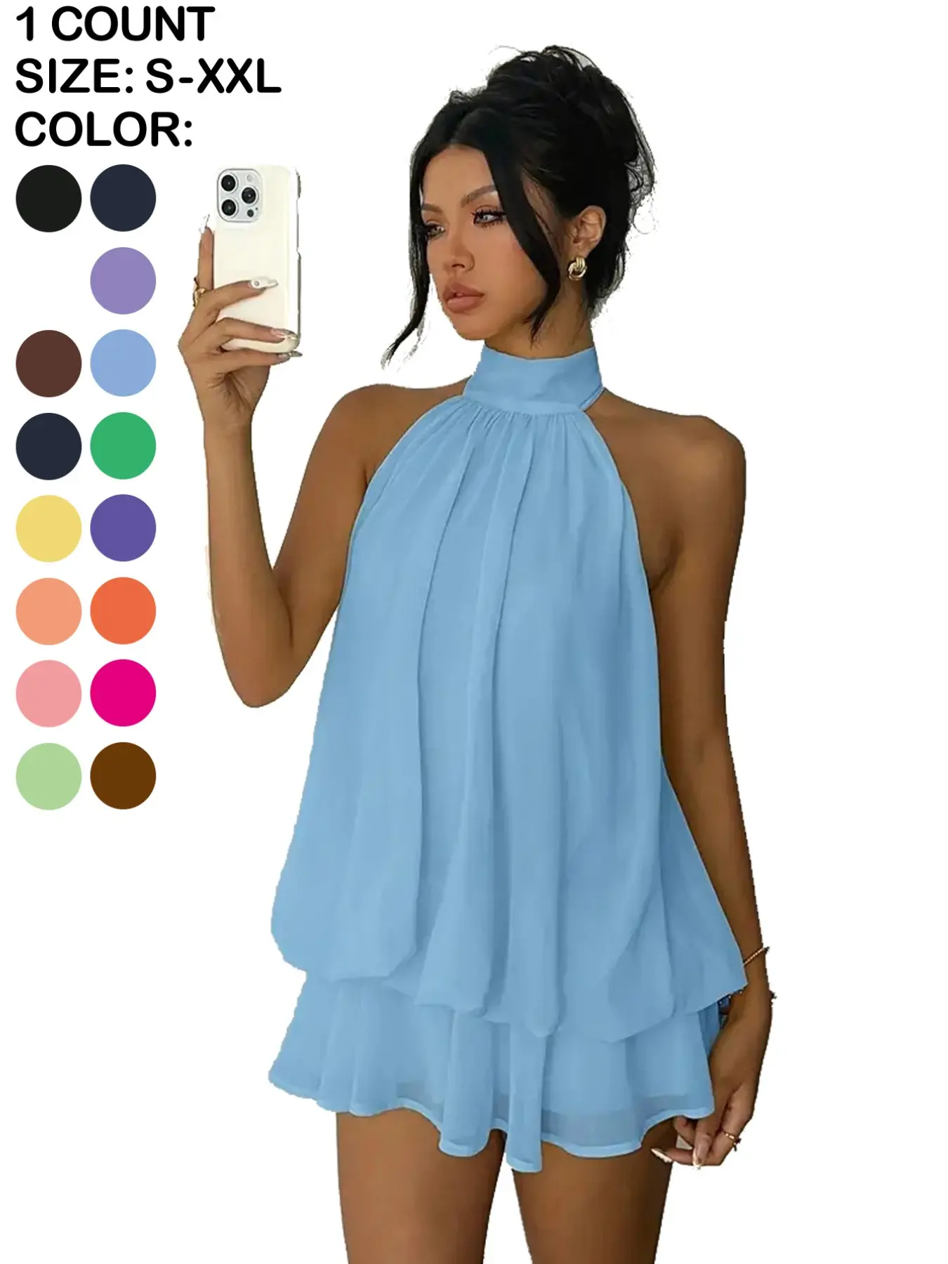 Women's Summer Sexy Halter Neck Sleeveless Backless Detail Bodycon Mini  Dress, Spring, Perfect for Parties & Clubs, Stylish Boho Homewear, Elegant  Party Dress - TikTok Shop