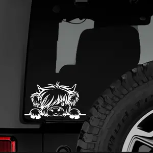 Cute Highland Cow Peeker Vinyl Decal Car Window Sticker
