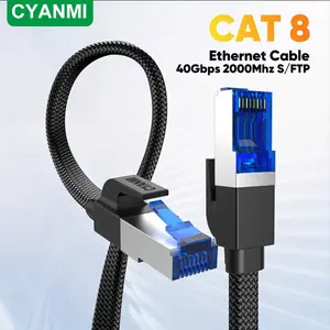Cat 8 Ethernet Cable, Flat High Speed 40gbps 2000mhz, Braided Network Cord, Rj45 Shielded, Indoor Lan Cables, Compatible for Gaming PC Laptop Ps5 Xbox Modem Router