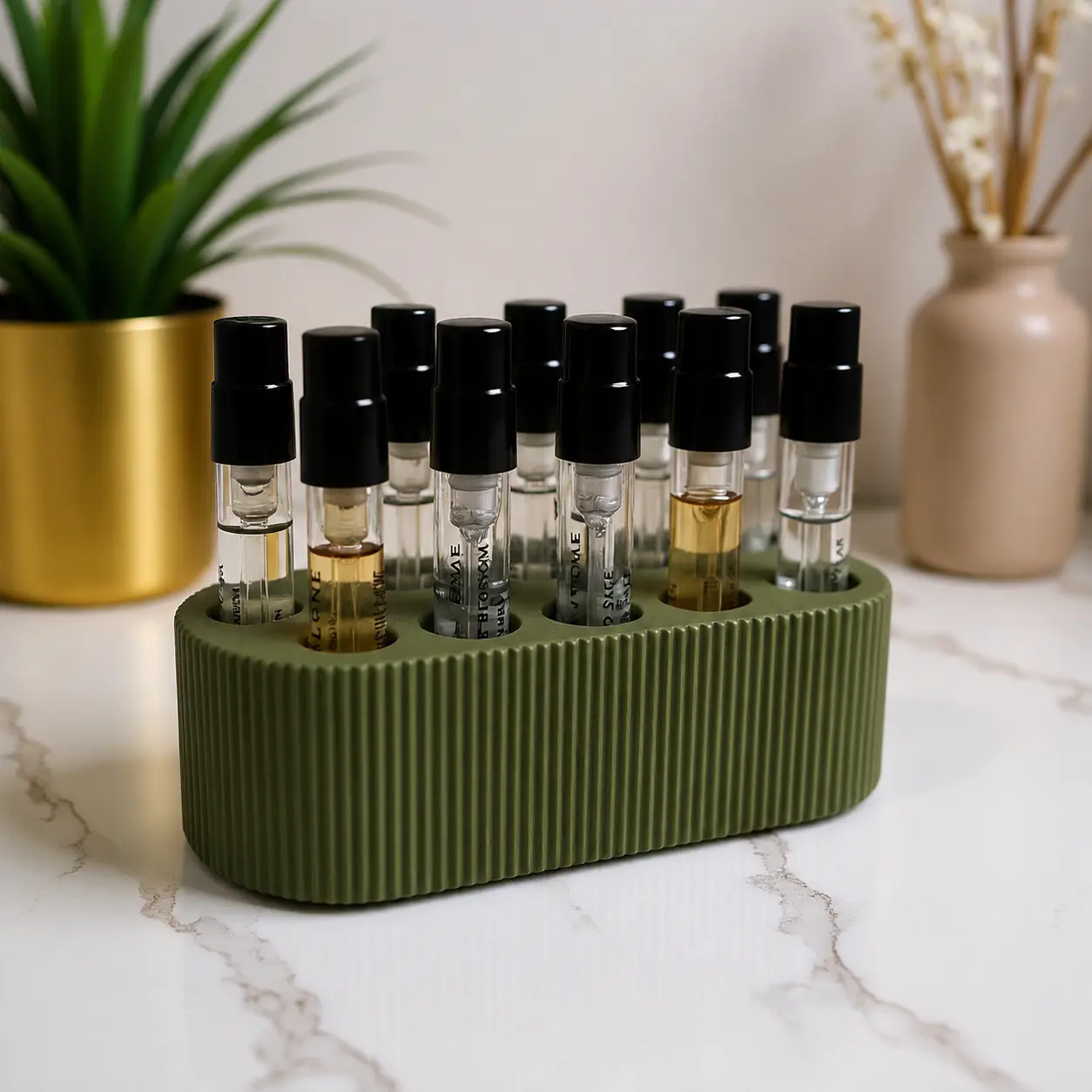 Perfume Sample Holder – Fragrance Organizer for 2–5 ml Bottles (10 Slots, 12 mm Holes)