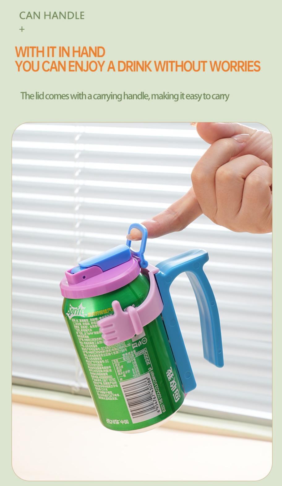 PopLid Upgraded Soda Can Lids with Handle & Straws (4 Pack) – BPA Free, One-Touch Open, Leakproof Non-Slip Reusable Beverage Can Cover for Soda, Juice & Canned Drinks