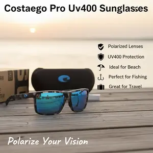 Men's Costaego Pro Sunglasses - Polarized UV400 Protection Fashion Eyewear for Beach, Fishing