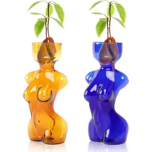 Propagation Vases Glass Vase for Plants Propagation Jars Unique Flower Vase for Avocado, Bulbs, and Plant Cuttings 2pc Elegant Female Silhouette