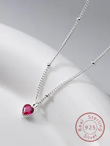 925 Sterling Silver Heart Pendant Design Necklace for Women, Fashion Jewelry for Party, Daily Clothing Decor, Trendy All-match & Exquisite Jewelry for Birthday Gift, Valentine's Day, Gift