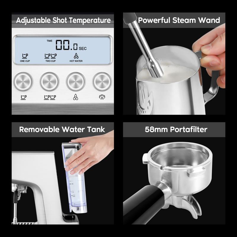 CASABREWS [Ultra] Espresso Machine with Milk Frother, for coffee ground, capable of making Latte at Home, espressomachines
