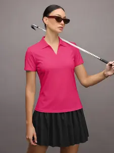 Women's Sporty Polo Shirt, Moisture-Wicking Breathable Comfort Short Sleeve Top, Ideal for Golf Baseball Tennis Activities