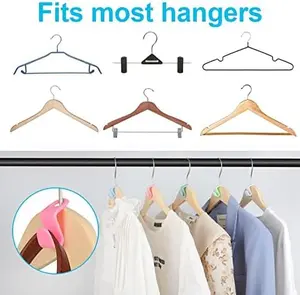 100 PCS Hanger Connector Hooks, Space Saving Hooks and Clips for Plastic Hangers (5 Color)
