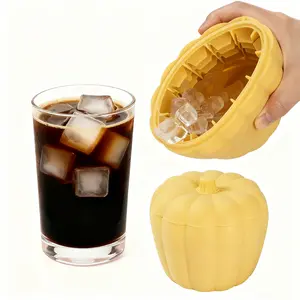 Pumpkin Ice Cube Mold - 60 Mini Cubes Tray, BPA-Free Silicone for Easy Squeeze & Release, Leak Proof & Dishwasher Safe - Fun Kitchen Gadgets for Iced Coffee, Cocktails, Party Drinks - Unique Gifts for Men & Women