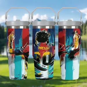 Football Messi 10 Theme, 30oz Stainless Steel Insulated Tumbler Bottle, Insulated Tumbler Cup, Vacuum Insulated Flask, suitable for cold drinks, with a straw, for outdoor travel, Christmas, camping hydration equipment, holiday gifts