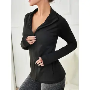 High-Elasticity Sport Zip-Up Jacket for Men & Women - Slim Fit Stand Collar Design with Pockets, Machine Washable Workout & Casual Outerwear for Spring/Fall, Athletic Wear, Highneck Design, Sleek Fabric