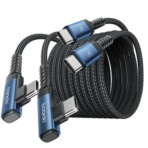 Toocki USB C to USB C Charger Cable(10ft, 2Pack), 60W Type C Charging Cable Cord, Right Angle Fast Charging USBC to USBC Cable for iPhone15 Pro Max/Plus/MacBook Air/Samsung S23 Ultra /S22 Note 20 Durable Alloy